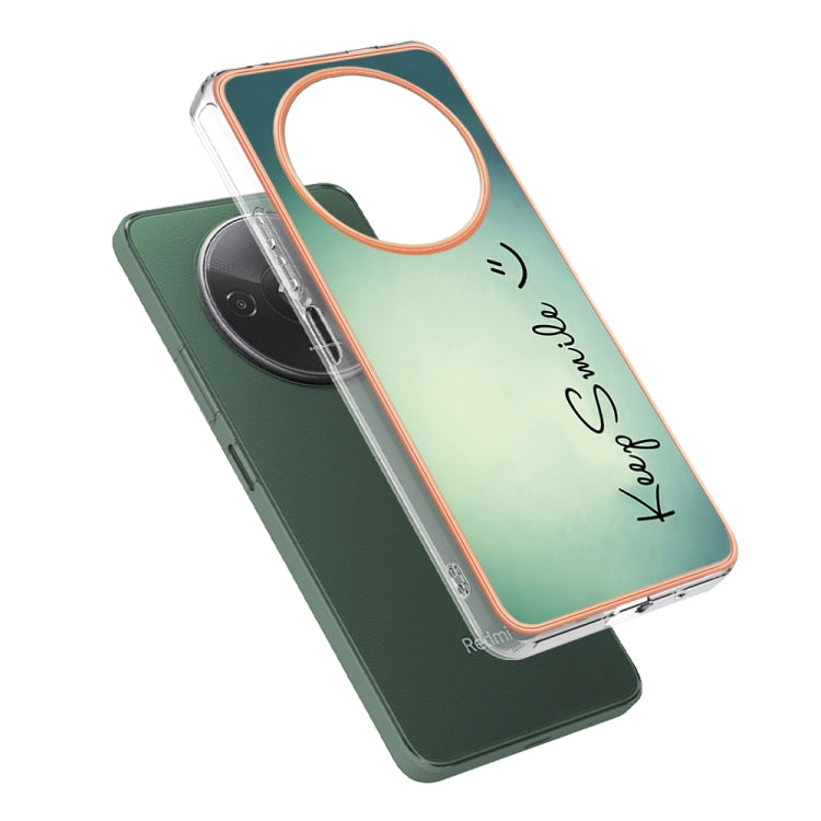 For Xiaomi Redmi A3 Electroplating Marble Dual-side IMD Phone Case(Smile) - Xiaomi Cases by PMC TechLife | Online Shopping South Africa | PMC TechLife | Buy Now Pay Later Mobicred