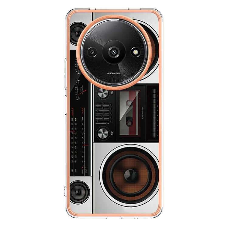 For Xiaomi Redmi A3 Electroplating Marble Dual-side IMD Phone Case(Retro Radio) - Xiaomi Cases by PMC TechLife | Online Shopping South Africa | PMC TechLife | Buy Now Pay Later Mobicred