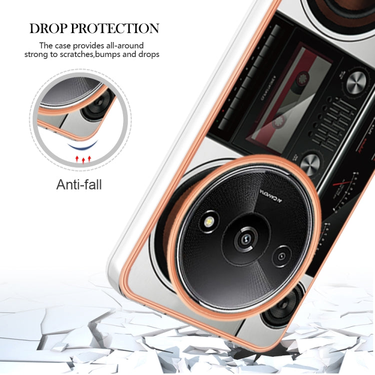 For Xiaomi Redmi A3 Electroplating Marble Dual-side IMD Phone Case(Retro Radio) - Xiaomi Cases by PMC TechLife | Online Shopping South Africa | PMC TechLife | Buy Now Pay Later Mobicred