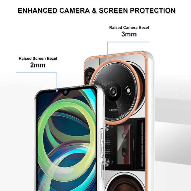 For Xiaomi Redmi A3 Electroplating Marble Dual-side IMD Phone Case(Retro Radio) - Xiaomi Cases by PMC TechLife | Online Shopping South Africa | PMC TechLife | Buy Now Pay Later Mobicred