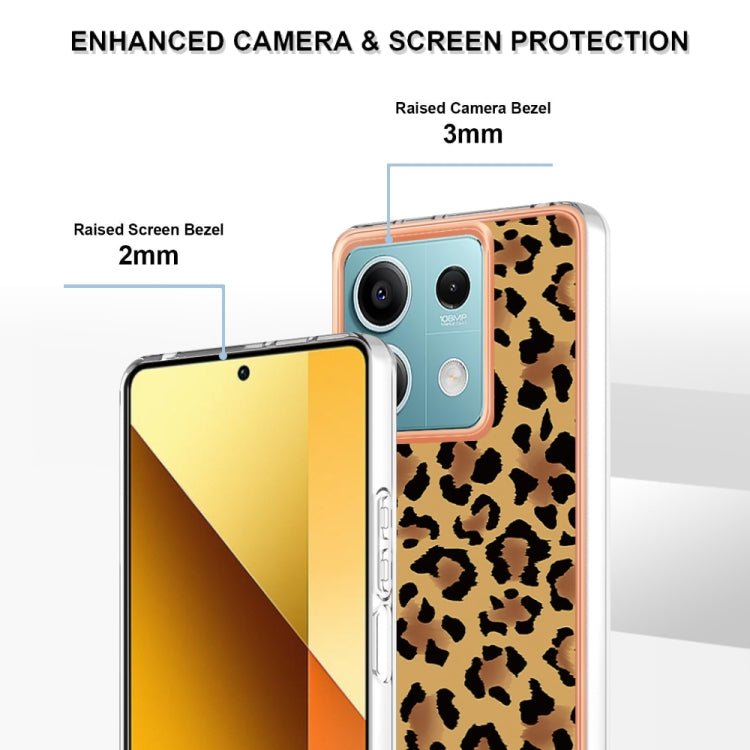 For Xiaomi Redmi Note 13 5G Electroplating Marble Dual-side IMD Phone Case(Leopard Print) - Note 13 Cases by PMC Jewellery | Online Shopping South Africa | PMC Jewellery | Buy Now Pay Later Mobicred