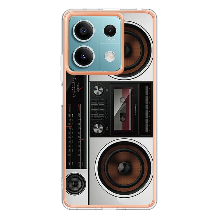 For Xiaomi Redmi Note 13 5G Electroplating Marble Dual-side IMD Phone Case(Retro Radio) - Note 13 Cases by PMC TechLife | Online Shopping South Africa | PMC TechLife | Buy Now Pay Later Mobicred