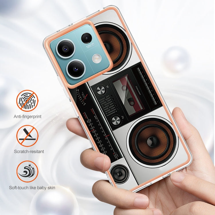 For Xiaomi Redmi Note 13 5G Electroplating Marble Dual-side IMD Phone Case(Retro Radio) - Note 13 Cases by PMC TechLife | Online Shopping South Africa | PMC TechLife | Buy Now Pay Later Mobicred