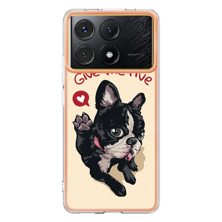 For Xiaomi Poco X6 Pro / Redmi K70E Electroplating Marble Dual-side IMD Phone Case(Lucky Dog) - K70E Cases by PMC TechLife | Online Shopping South Africa | PMC TechLife | Buy Now Pay Later Mobicred