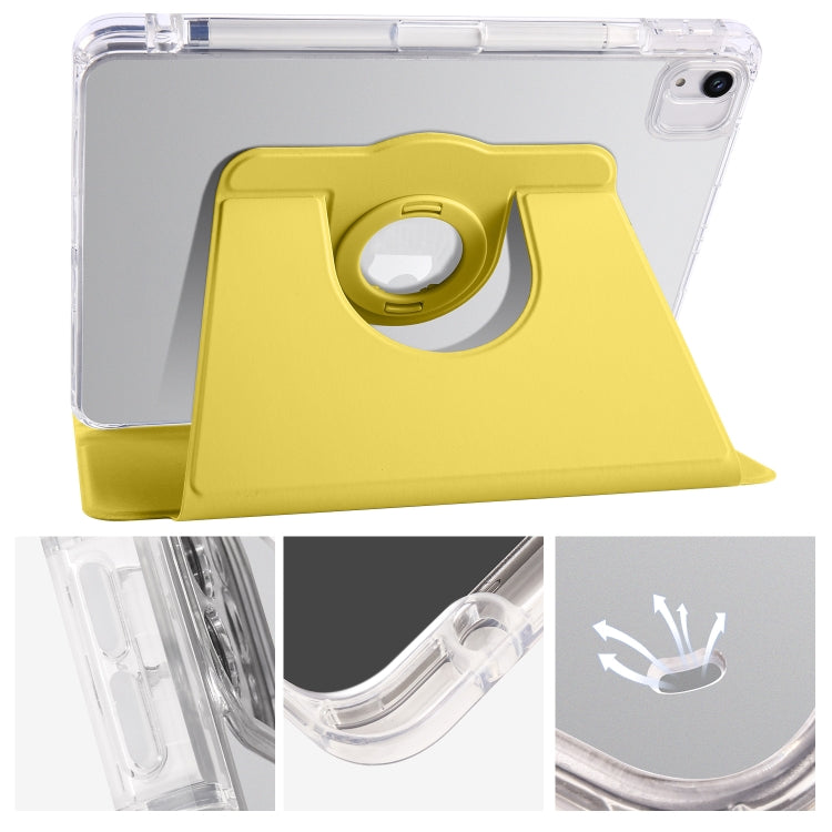 For iPad Air 11 2024 Clear Acrylic 360 Rotation Detachable Leather Tablet Case(Yellow) - iPad Air 11 2024 Cases by PMC TechLife | Online Shopping South Africa | PMC TechLife | Buy Now Pay Later Mobicred