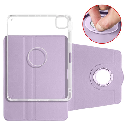 For iPad Air 11 2024 Clear Acrylic 360 Rotation Detachable Leather Tablet Case(Light Purple) - iPad Air 11 2024 Cases by PMC Jewellery | Online Shopping South Africa | PMC Jewellery | Buy Now Pay Later Mobicred