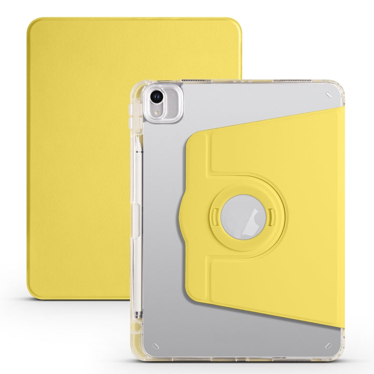 For iPad Air 13 2024 Clear Acrylic 360 Rotation Detachable Leather Tablet Case(Yellow) - iPad Air 13 2024 Cases by PMC TechLife | Online Shopping South Africa | PMC TechLife | Buy Now Pay Later Mobicred