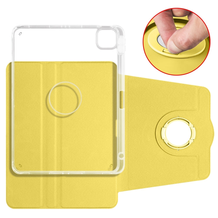 For iPad Air 13 2024 Clear Acrylic 360 Rotation Detachable Leather Tablet Case(Yellow) - iPad Air 13 2024 Cases by PMC TechLife | Online Shopping South Africa | PMC TechLife | Buy Now Pay Later Mobicred