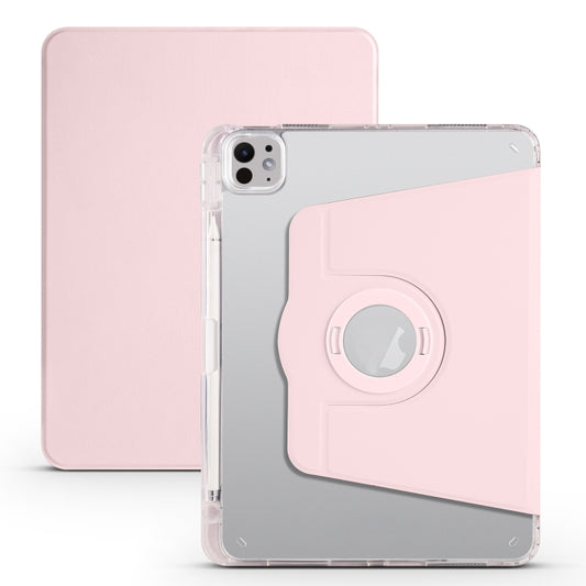 For iPad Pro 13 2024 Clear Acrylic 360 Rotation Detachable Leather Tablet Case(Pink) - iPad Pro 13 2024 Cases by PMC Jewellery | Online Shopping South Africa | PMC Jewellery | Buy Now Pay Later Mobicred