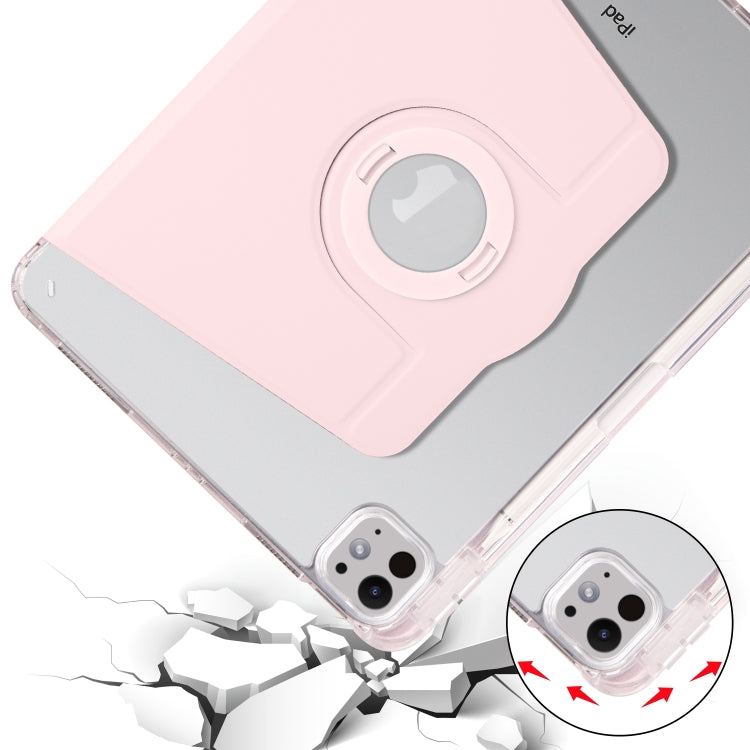 For iPad Pro 13 2024 Clear Acrylic 360 Rotation Detachable Leather Tablet Case(Pink) - iPad Pro 13 2024 Cases by PMC TechLife | Online Shopping South Africa | PMC TechLife | Buy Now Pay Later Mobicred