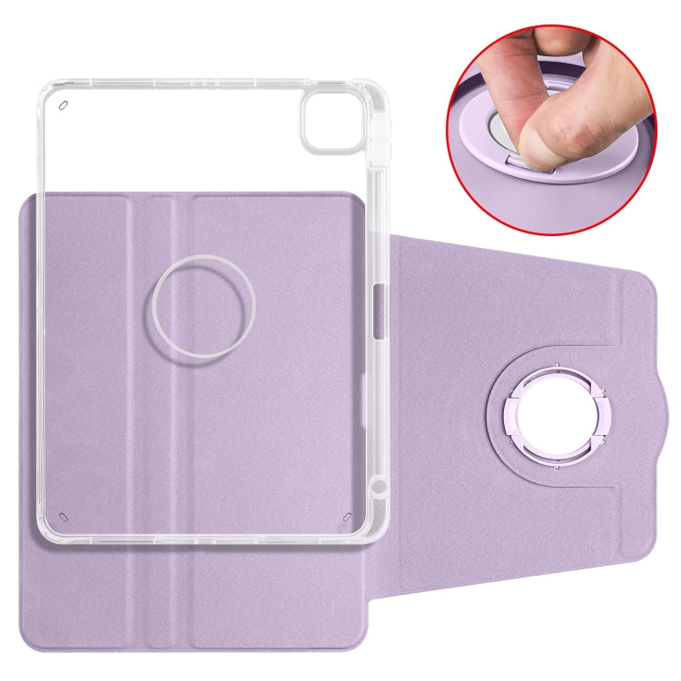For iPad Pro 13 2024 Clear Acrylic 360 Rotation Detachable Leather Tablet Case(Light Purple) - iPad Pro 13 2024 Cases by PMC Jewellery | Online Shopping South Africa | PMC Jewellery | Buy Now Pay Later Mobicred
