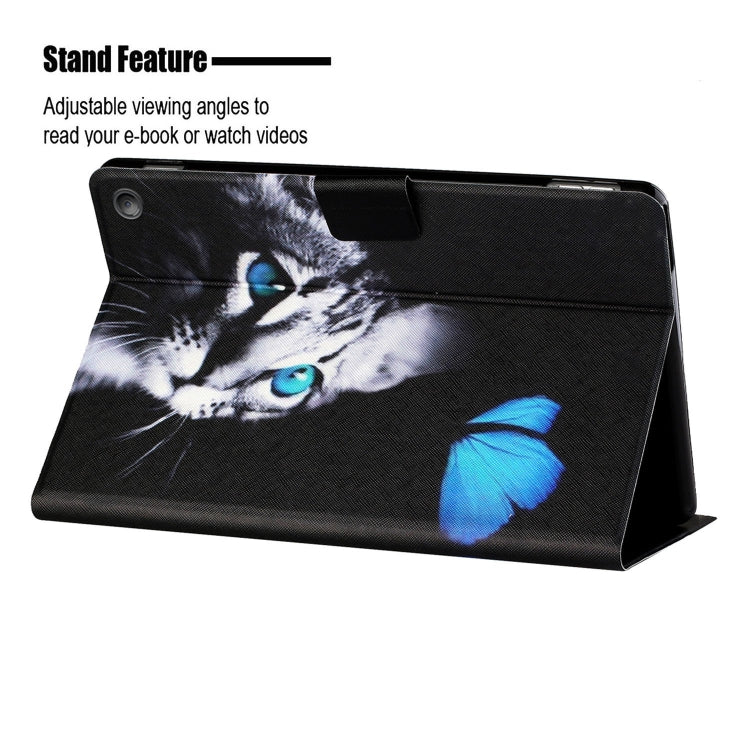 For Amazon Kindle Fire Max 11 Colored Drawing Smart Leather Tablet Case(Butterfly Cat) - Amazon by PMC TechLife | Online Shopping South Africa | PMC TechLife | Buy Now Pay Later Mobicred