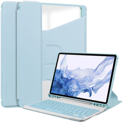 For Samsung Galaxy Tab S9 360 Rotation Transparent Smart Leather Case with Keyboard(Sky Blue) - Galaxy Tab S9 Cases by PMC Jewellery | Online Shopping South Africa | PMC Jewellery