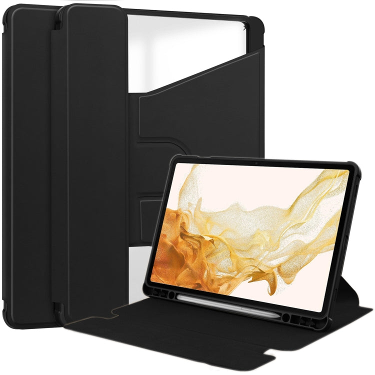 For Samsung Galaxy Tab S9 360 Rotation Transparent Smart Leather Case(Black) - Galaxy Tab S9 Cases by PMC Jewellery | Online Shopping South Africa | PMC Jewellery | Buy Now Pay Later Mobicred