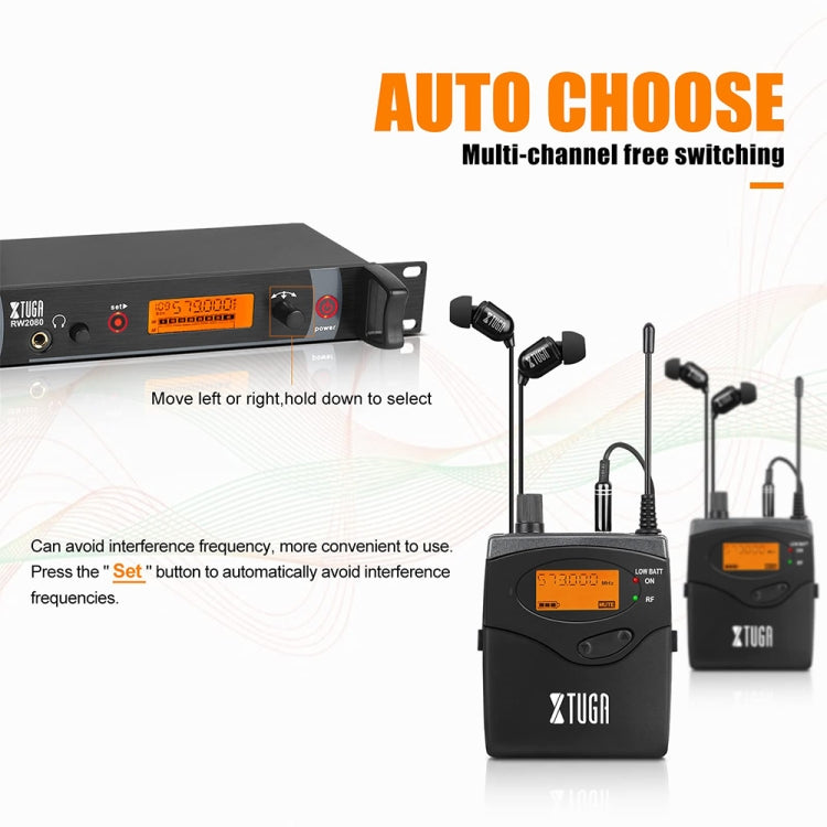 XTUGA RW2080 UHF Wireless Stage Singer In-Ear Monitor System 10 BodyPacks(EU Plug) - Microphone by XTUGA | Online Shopping South Africa | PMc TechLife | Buy Now Pay Later Mobicred