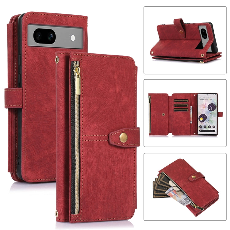 For Google Pixel 7a Dream 9-Card Wallet Zipper Bag Leather Phone Case(Red) - Google Cases by PMC TechLife | Online Shopping South Africa | PMC TechLife | Buy Now Pay Later Mobicred