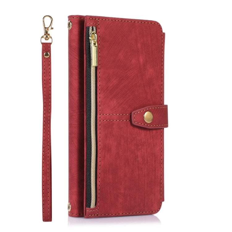 For Google Pixel 7a Dream 9-Card Wallet Zipper Bag Leather Phone Case(Red) - Google Cases by PMC TechLife | Online Shopping South Africa | PMC TechLife | Buy Now Pay Later Mobicred