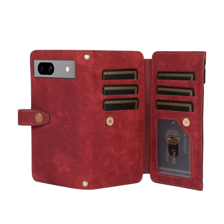 For Google Pixel 7a Dream 9-Card Wallet Zipper Bag Leather Phone Case(Red) - Google Cases by PMC TechLife | Online Shopping South Africa | PMC TechLife | Buy Now Pay Later Mobicred