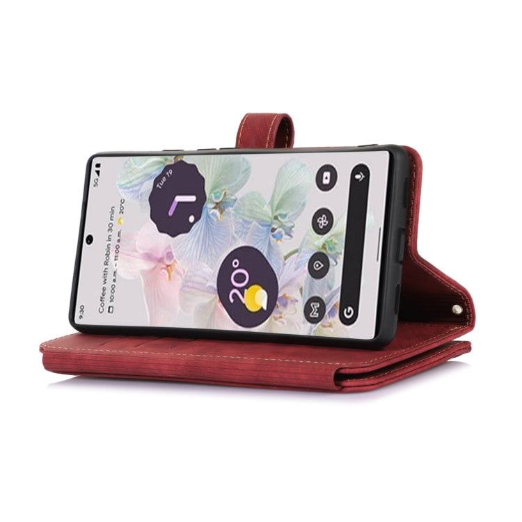 For Google Pixel 7a Dream 9-Card Wallet Zipper Bag Leather Phone Case(Red) - Google Cases by PMC TechLife | Online Shopping South Africa | PMC TechLife | Buy Now Pay Later Mobicred