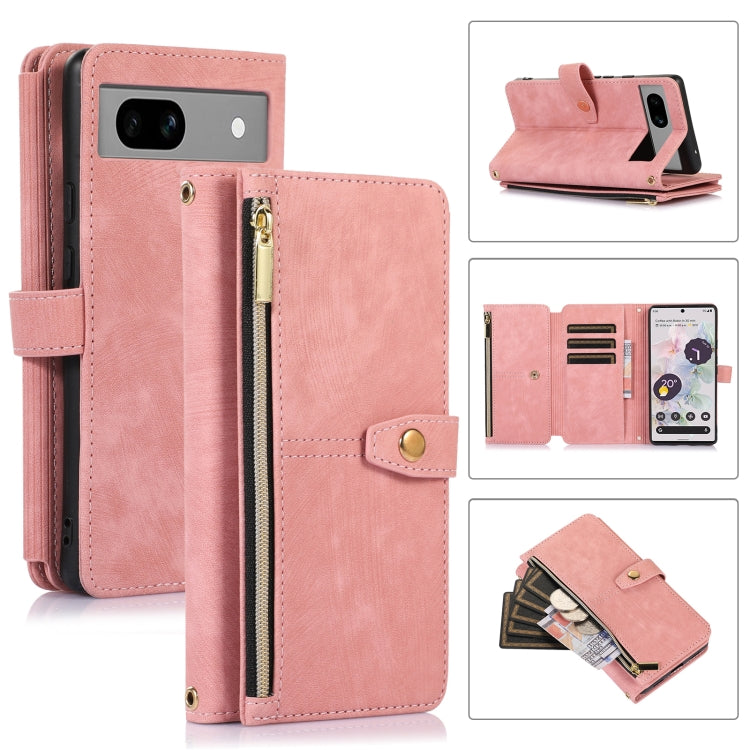 For Google Pixel 7a Dream 9-Card Wallet Zipper Bag Leather Phone Case(Pink) - Google Cases by PMC TechLife | Online Shopping South Africa | PMC TechLife | Buy Now Pay Later Mobicred