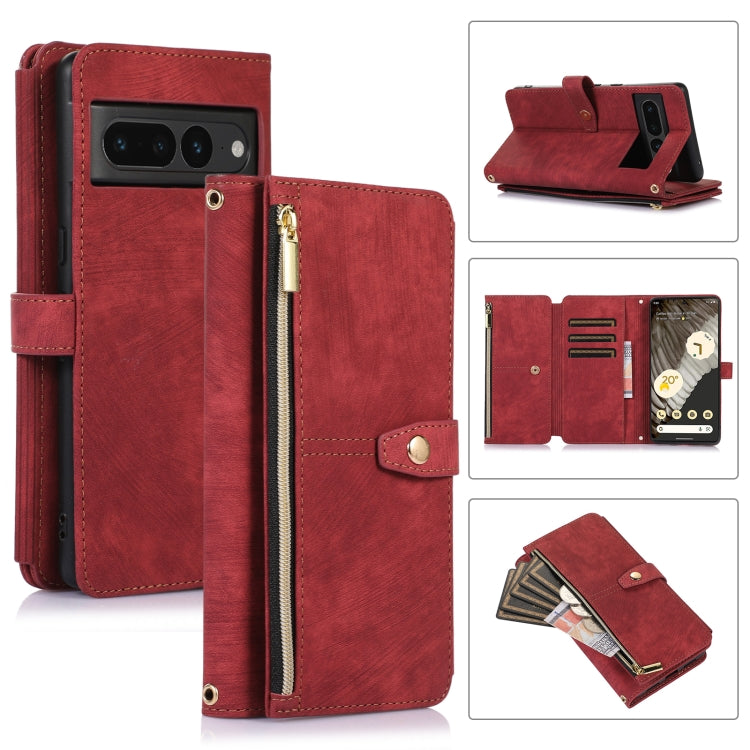 For Google Pixel 7 Pro Dream 9-Card Wallet Zipper Bag Leather Phone Case(Red) - Google Cases by PMC Jewellery | Online Shopping South Africa | PMC Jewellery | Buy Now Pay Later Mobicred