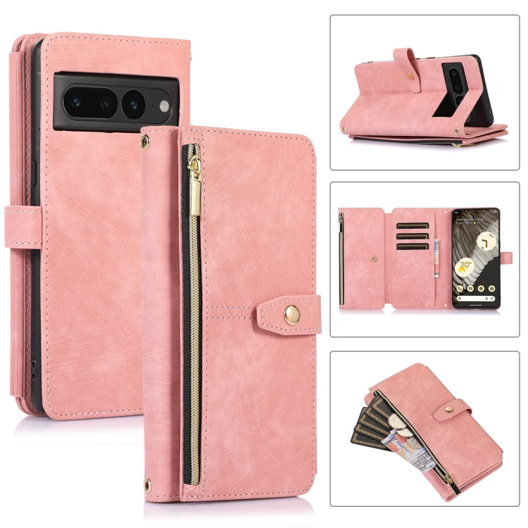 For Google Pixel 7 Pro Dream 9-Card Wallet Zipper Bag Leather Phone Case(Pink) - Google Cases by PMC TechLife | Online Shopping South Africa | PMC TechLife | Buy Now Pay Later Mobicred