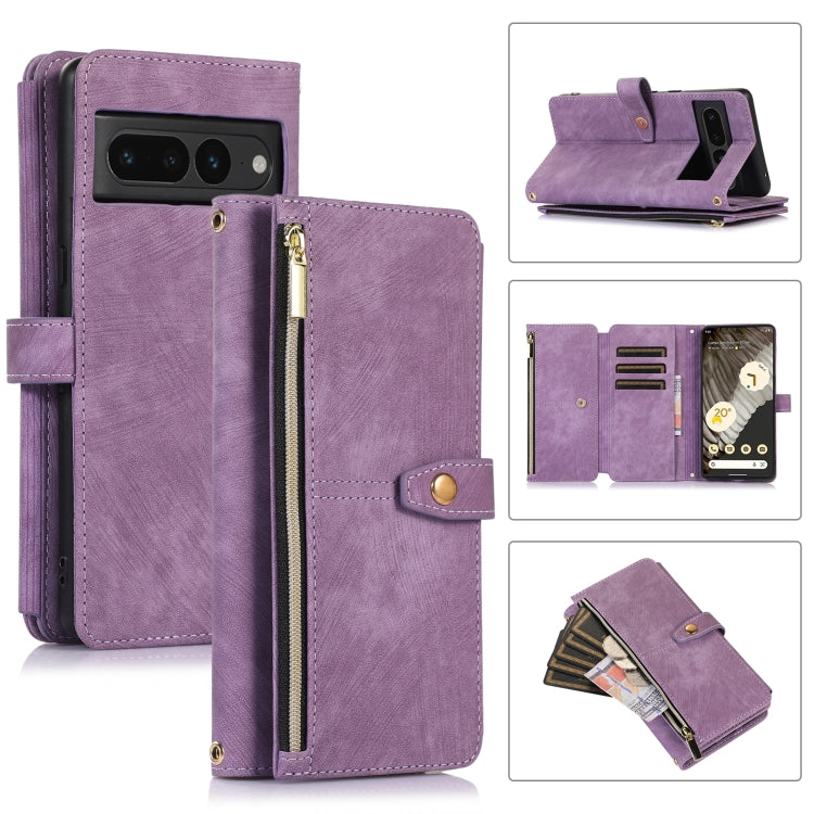 For Google Pixel 7 Pro Dream 9-Card Wallet Zipper Bag Leather Phone Case(Purple) - Google Cases by PMC TechLife | Online Shopping South Africa | PMC TechLife | Buy Now Pay Later Mobicred