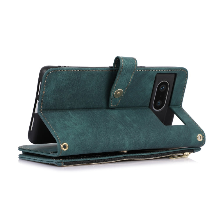 For Google Pixel 7 Dream 9-Card Wallet Zipper Bag Leather Phone Case(Green) - Google Cases by PMC Jewellery | Online Shopping South Africa | PMC Jewellery | Buy Now Pay Later Mobicred