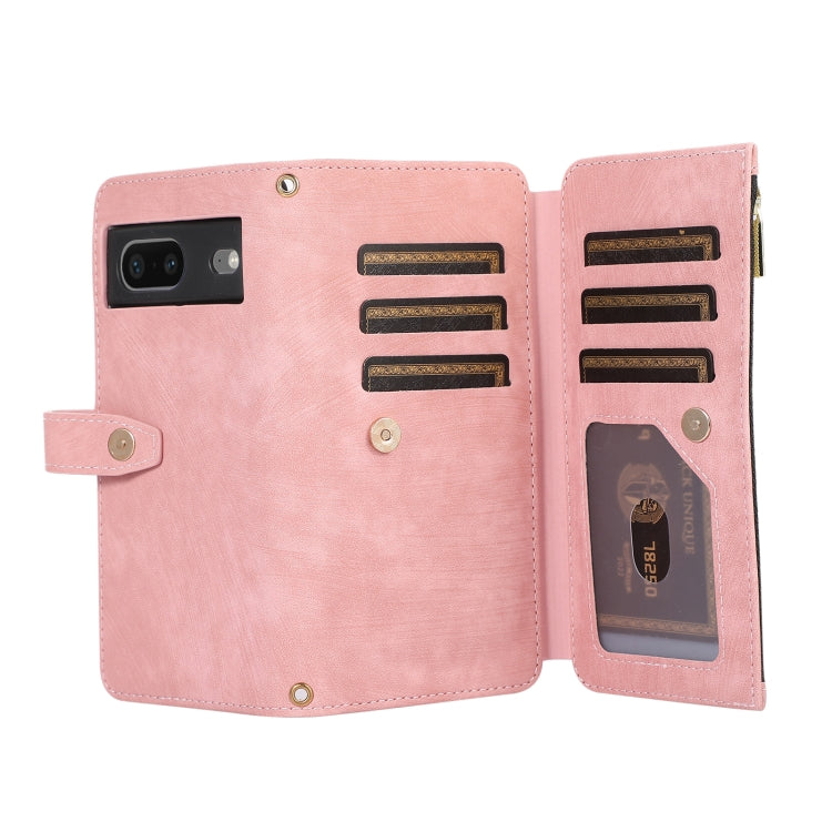 For Google Pixel 7 Dream 9-Card Wallet Zipper Bag Leather Phone Case(Pink) - Google Cases by PMC TechLife | Online Shopping South Africa | PMC TechLife | Buy Now Pay Later Mobicred