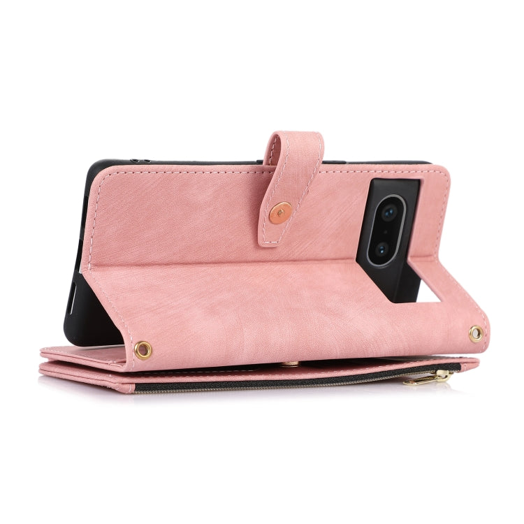For Google Pixel 7 Dream 9-Card Wallet Zipper Bag Leather Phone Case(Pink) - Google Cases by PMC TechLife | Online Shopping South Africa | PMC TechLife | Buy Now Pay Later Mobicred