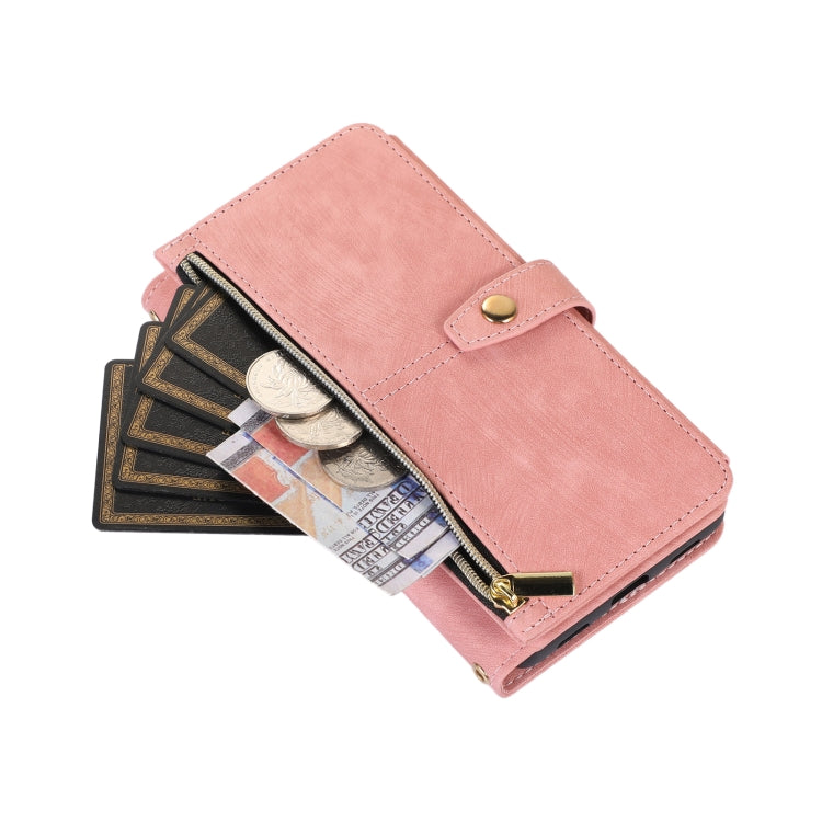 For Google Pixel 7 Dream 9-Card Wallet Zipper Bag Leather Phone Case(Pink) - Google Cases by PMC TechLife | Online Shopping South Africa | PMC TechLife | Buy Now Pay Later Mobicred