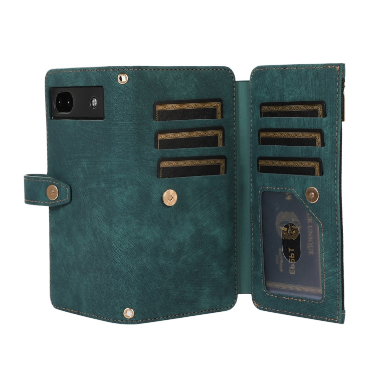For Google Pixel 6a Dream 9-Card Wallet Zipper Bag Leather Phone Case(Green) - Google Cases by PMC TechLife | Online Shopping South Africa | PMC TechLife | Buy Now Pay Later Mobicred