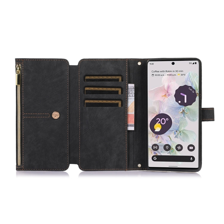 For Google Pixel 6a Dream 9-Card Wallet Zipper Bag Leather Phone Case(Black) - Google Cases by PMC Jewellery | Online Shopping South Africa | PMC Jewellery | Buy Now Pay Later Mobicred