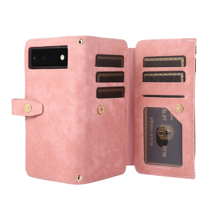 For Google Pixel 6 Dream 9-Card Wallet Zipper Bag Leather Phone Case(Pink) - Google Cases by PMC TechLife | Online Shopping South Africa | PMC TechLife | Buy Now Pay Later Mobicred