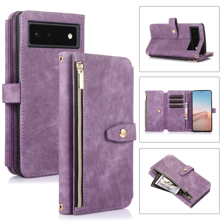 For Google Pixel 6 Dream 9-Card Wallet Zipper Bag Leather Phone Case(Purple) - Google Cases by PMC TechLife | Online Shopping South Africa | PMC TechLife | Buy Now Pay Later Mobicred