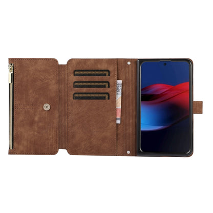 For Google Pixel Fold Dream 9-Card Wallet Zipper Bag Leather Phone Case(Brown) - Google Cases by PMC Jewellery | Online Shopping South Africa | PMC Jewellery | Buy Now Pay Later Mobicred