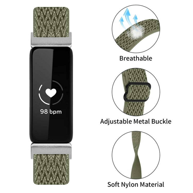 For Fitbit Inspire 3 Buckle Wave Braided Nylon Watch Band(Army Green) - Watch Bands by PMC TechLife | Online Shopping South Africa | PMC TechLife