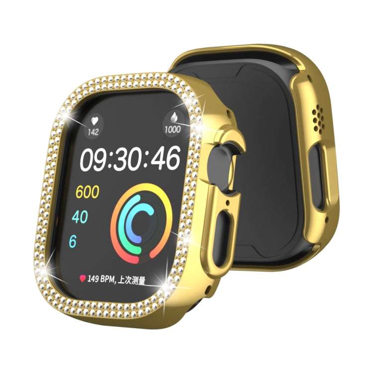 For Apple Watch Ultra 2 / Ultra 49mm Double Row Diamond Hollow PC Watch Case(Gold) - Watch Cases by PMC Jewellery | Online Shopping South Africa | PMC Jewellery | Buy Now Pay Later Mobicred