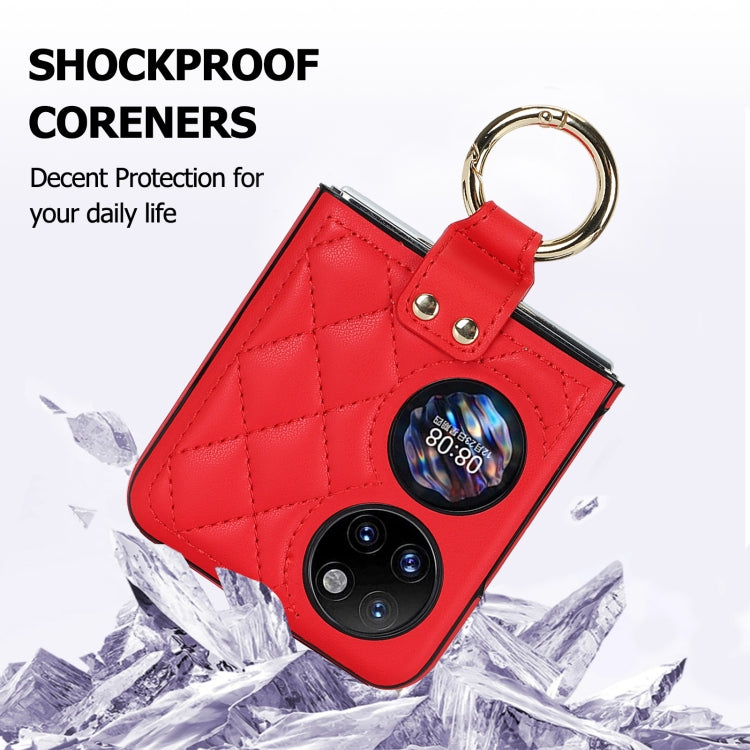 For Huawei P50 Pocket Rhombic Microfiber Folding Phone Case with Ring(Red) - free shipping - PMC TechLife - Order now!