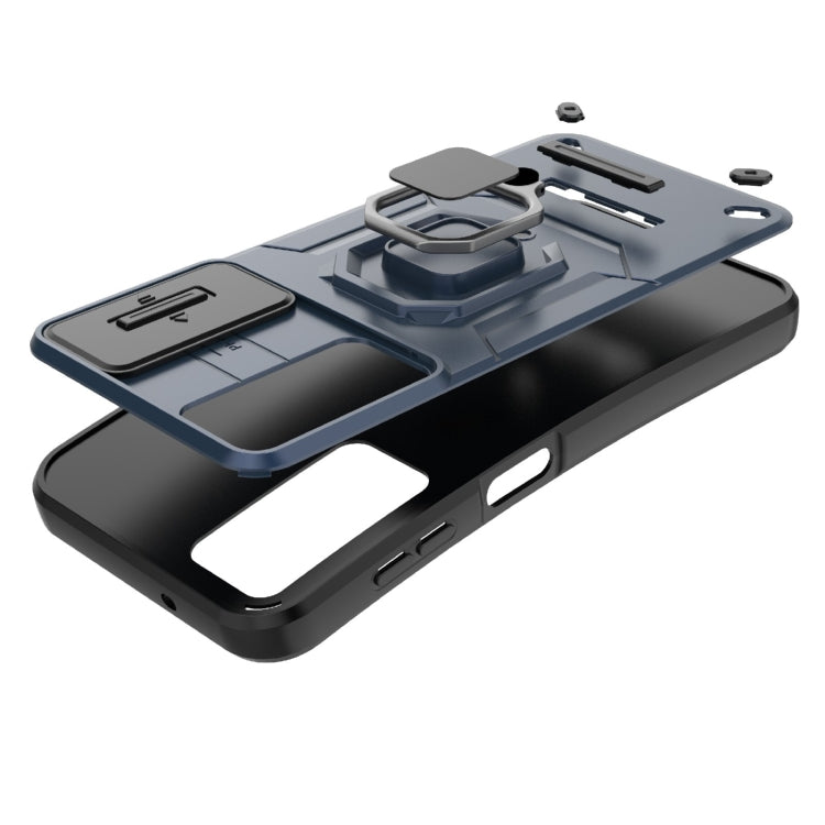For Samsung Galaxy M34 5G India Sliding Camshield TPU + PC Shockproof Phone Case with Holder(Black) - Galaxy Phone Cases by PMC TechLife | Online Shopping South Africa | PMC TechLife | Buy Now Pay Later Mobicred