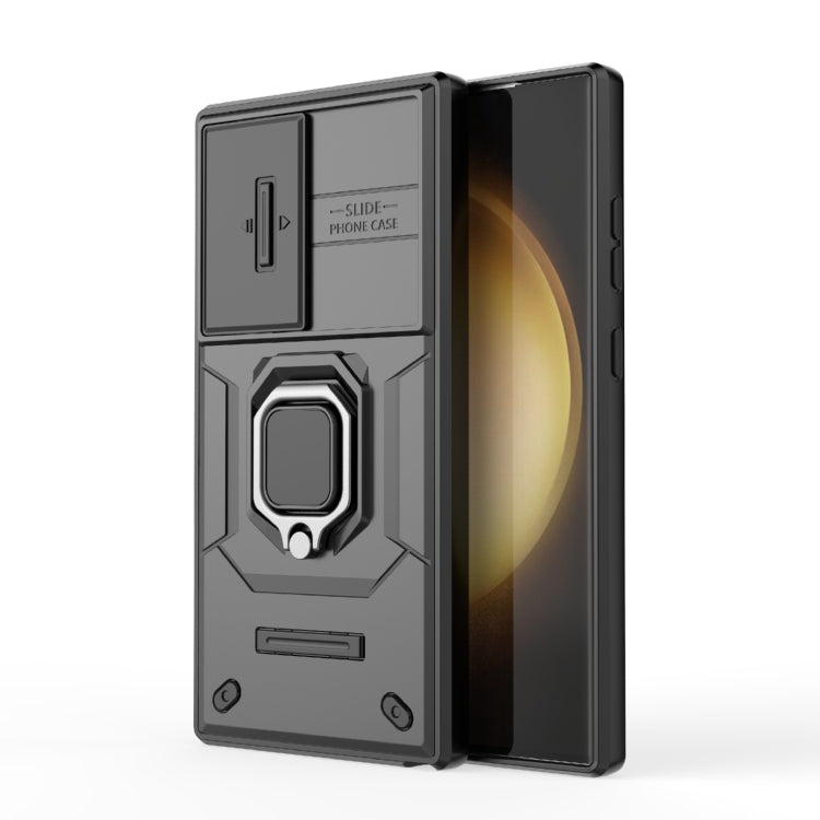 For Samsung Galaxy S24 Ultra 5G Sliding Camshield TPU + PC Shockproof Phone Case with Holder(Black) - Galaxy S24 Ultra 5G Cases by PMC TechLife | Online Shopping South Africa | PMC TechLife