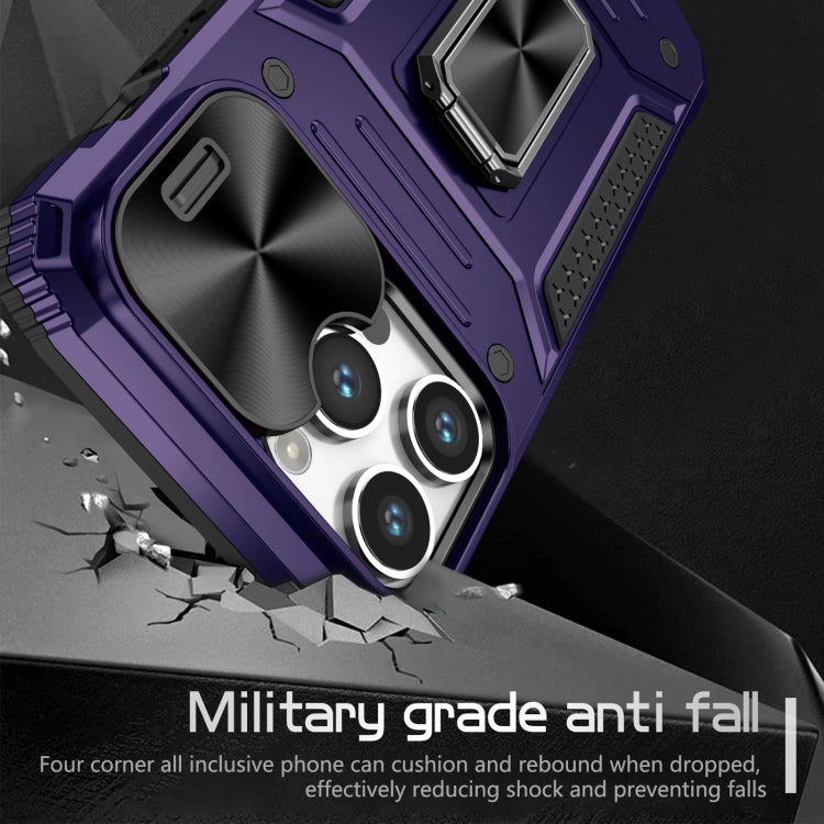 For iPhone 14 Pro Camshield Robot TPU Hybrid PC Phone Case(Purple) - iPhone 14 Pro Cases by PMC TechLife | Online Shopping South Africa | PMC TechLife