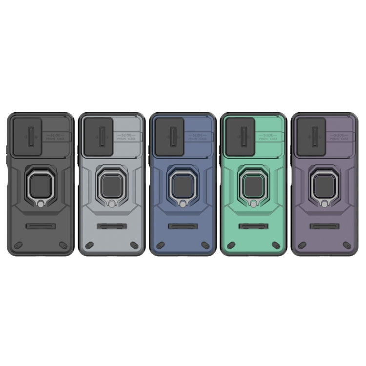 For Xiaomi Redmi Note 12 4G Global Sliding Camshield TPU + PC Shockproof Phone Case with Holder(Green) - Xiaomi Cases by PMC TechLife | Online Shopping South Africa | PMC TechLife | Buy Now Pay Later Mobicred