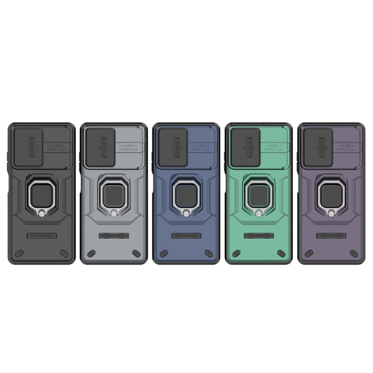 For Xiaomi Redmi Note 12 Pro+ 5G Global Sliding Camshield TPU + PC Shockproof Phone Case with Holder(Green) - Xiaomi Cases by PMC TechLife | Online Shopping South Africa | PMC TechLife | Buy Now Pay Later Mobicred