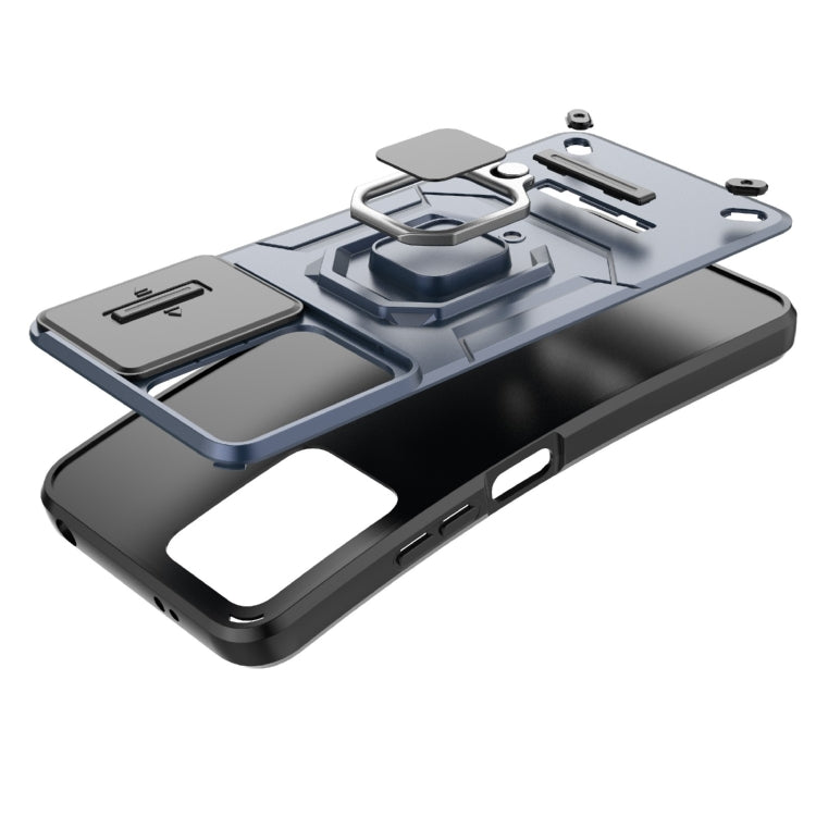 For Xiaomi Redmi Note 12S 4G Global Sliding Camshield TPU + PC Shockproof Phone Case with Holder(Grey) - Xiaomi Cases by PMC TechLife | Online Shopping South Africa | PMC TechLife | Buy Now Pay Later Mobicred