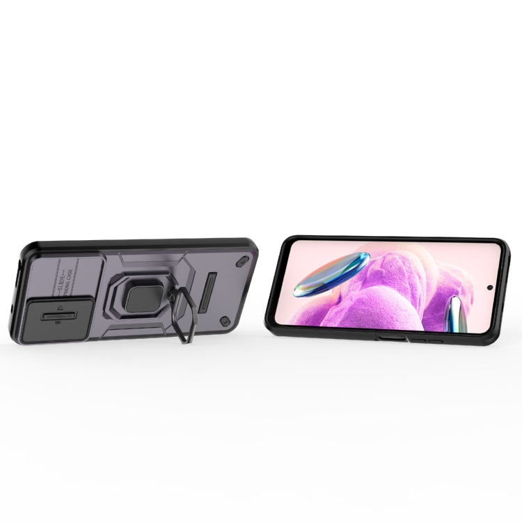 For Xiaomi Redmi Note 12S 4G Global Sliding Camshield TPU + PC Shockproof Phone Case with Holder(Purple) - Xiaomi Cases by PMC TechLife | Online Shopping South Africa | PMC TechLife | Buy Now Pay Later Mobicred