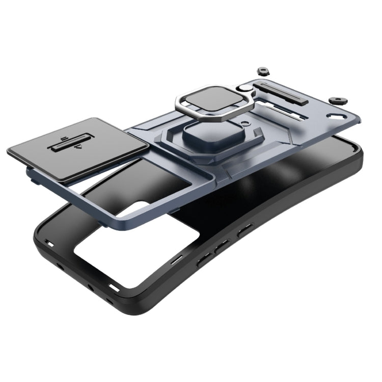 For Xiaomi Redmi K60 Ultra 5G Sliding Camshield TPU + PC Shockproof Phone Case with Holder(Grey) - Xiaomi Cases by PMC TechLife | Online Shopping South Africa | PMC TechLife | Buy Now Pay Later Mobicred