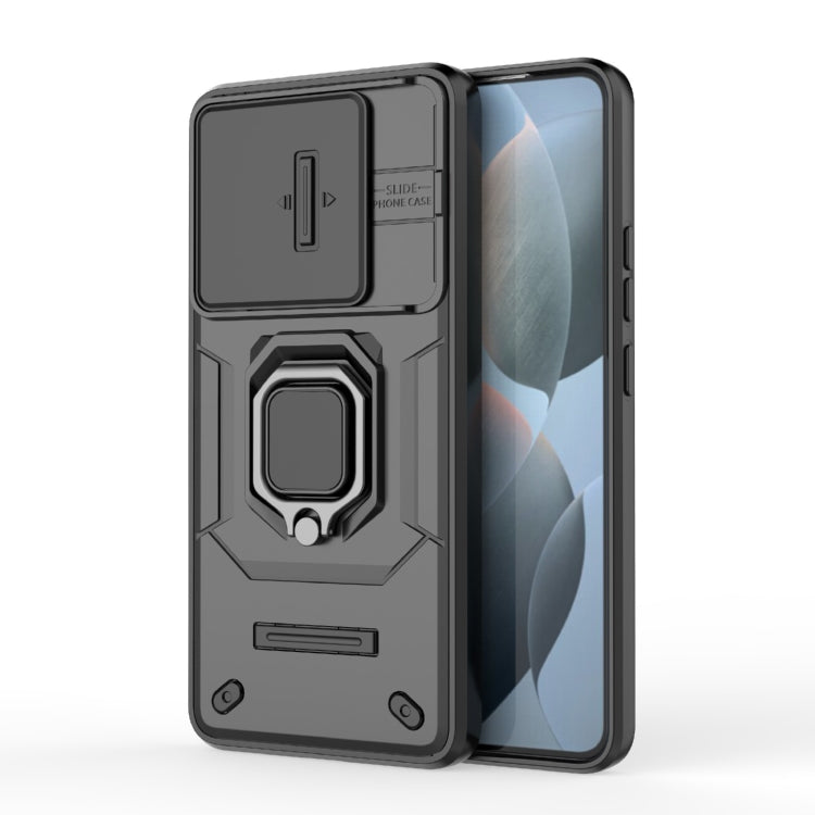 For Xiaomi Redmi K70 5G Sliding Camshield TPU + PC Shockproof Phone Case with Holder(Black) - K70 Cases by PMC TechLife | Online Shopping South Africa | PMC TechLife | Buy Now Pay Later Mobicred