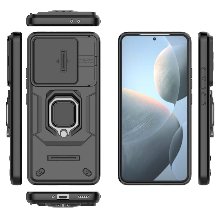 For Xiaomi Redmi K70 5G Sliding Camshield TPU + PC Shockproof Phone Case with Holder(Black) - K70 Cases by PMC Jewellery | Online Shopping South Africa | PMC Jewellery | Buy Now Pay Later Mobicred