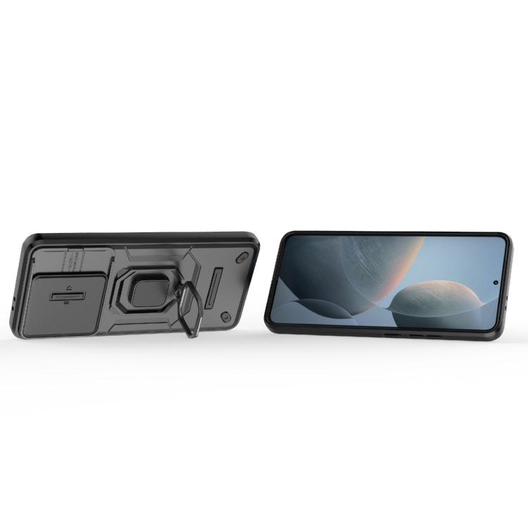 For Xiaomi Redmi K70 5G Sliding Camshield TPU + PC Shockproof Phone Case with Holder(Black) - K70 Cases by PMC TechLife | Online Shopping South Africa | PMC TechLife | Buy Now Pay Later Mobicred